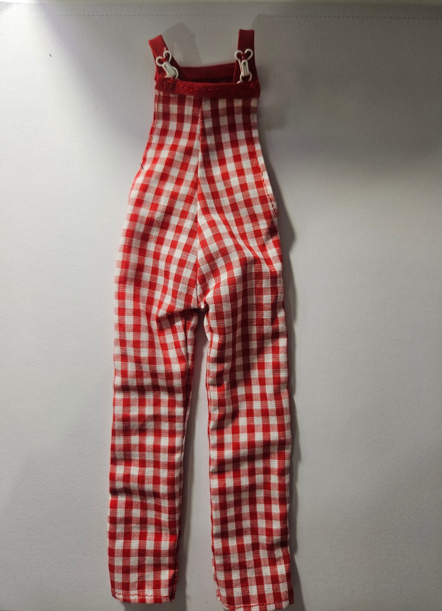 Red and White Gingham Jumpsuit for Dolls