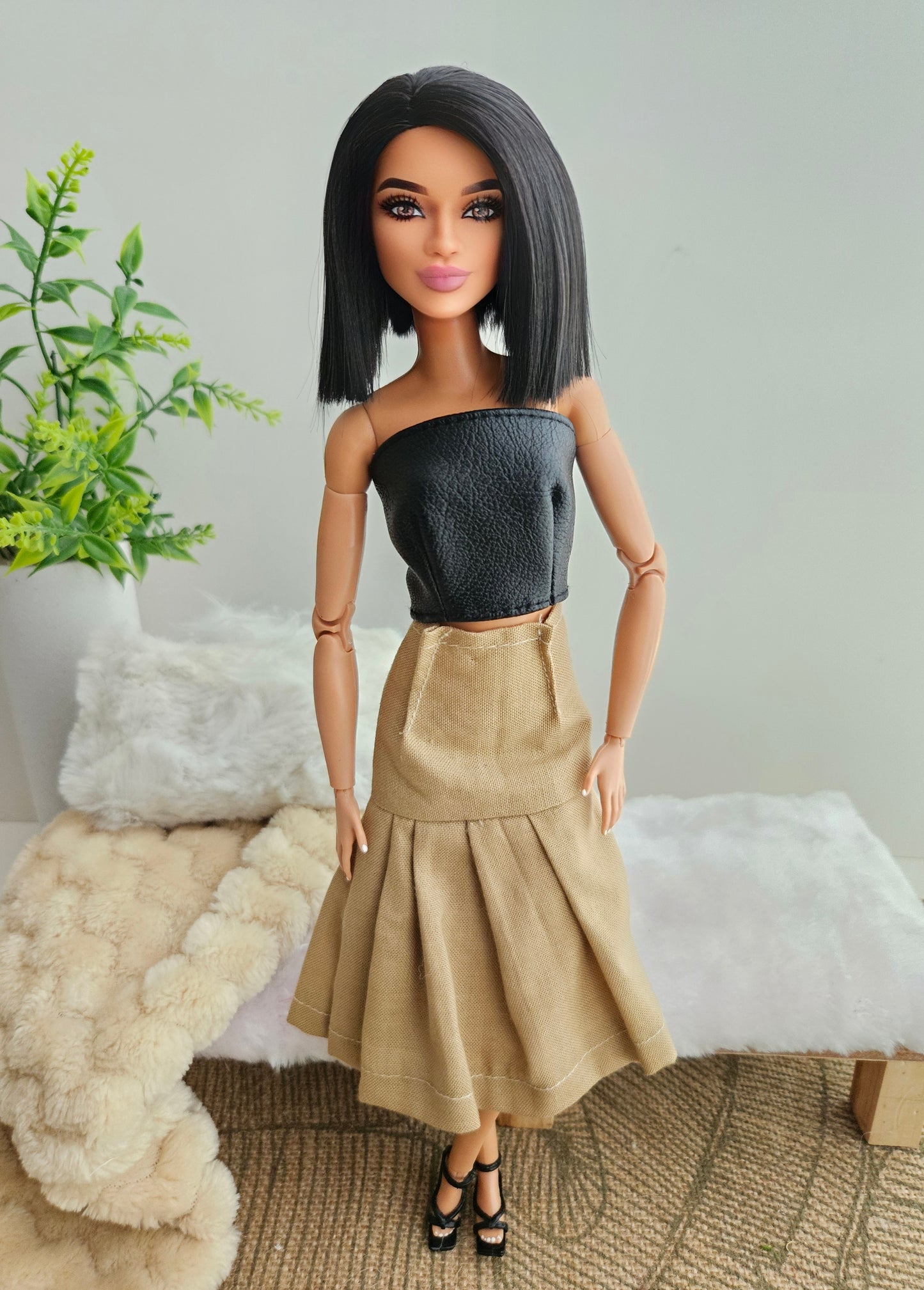 Flowy skirt and black top