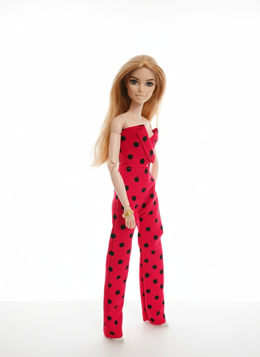 Red Polka Dot Two-Piece Set for Dolls