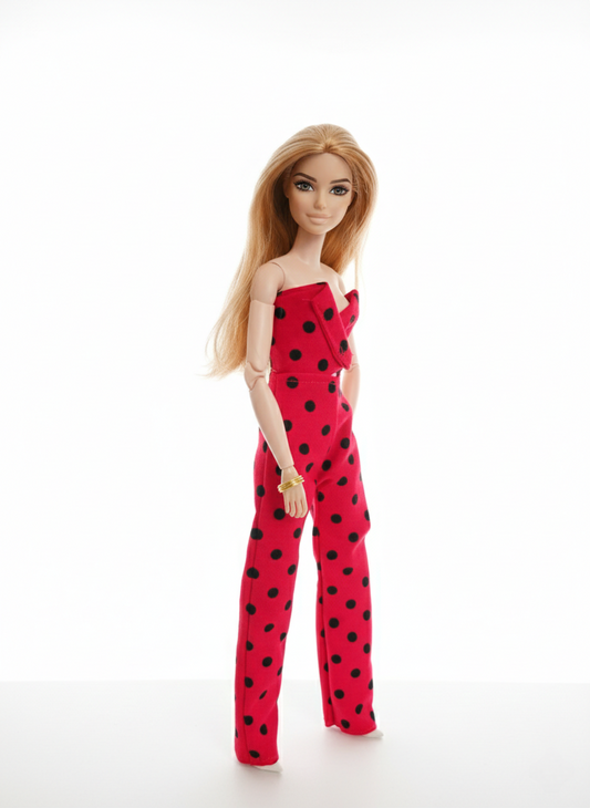 Red Polka Dot Two-Piece Set for Dolls