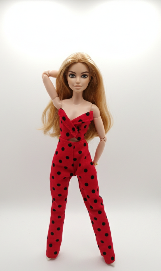 Red Polka Dot Two-Piece Set for Dolls