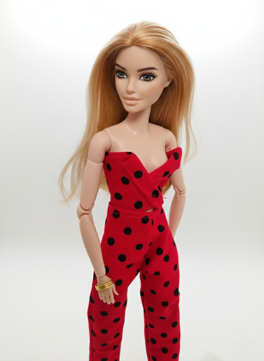 Red Polka Dot Two-Piece Set for Dolls