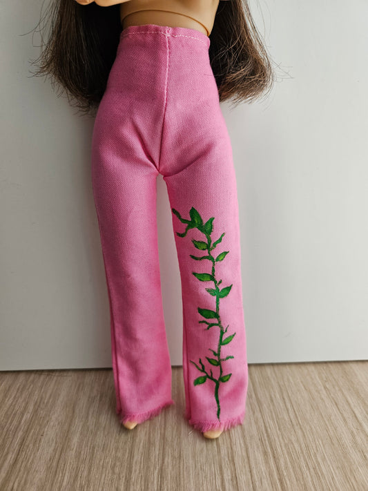 Pink Floral Pants for Curvy Dolls