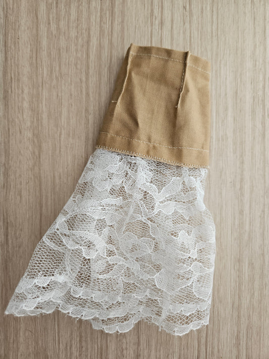 Tan & White Lace Skirt for Curvy Dolls