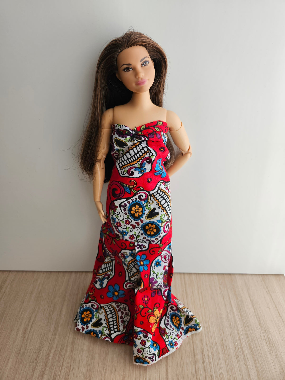Sugar Skull Mermaid Dress for Curvy Dolls