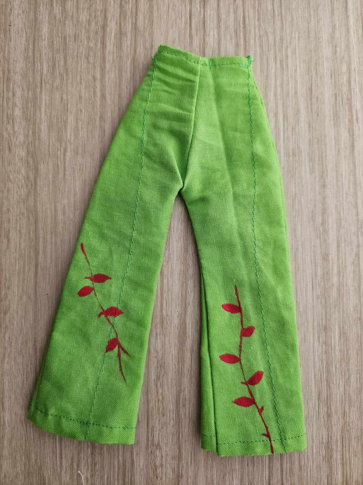 Green Wide-Leg Floral Pants for Dolls