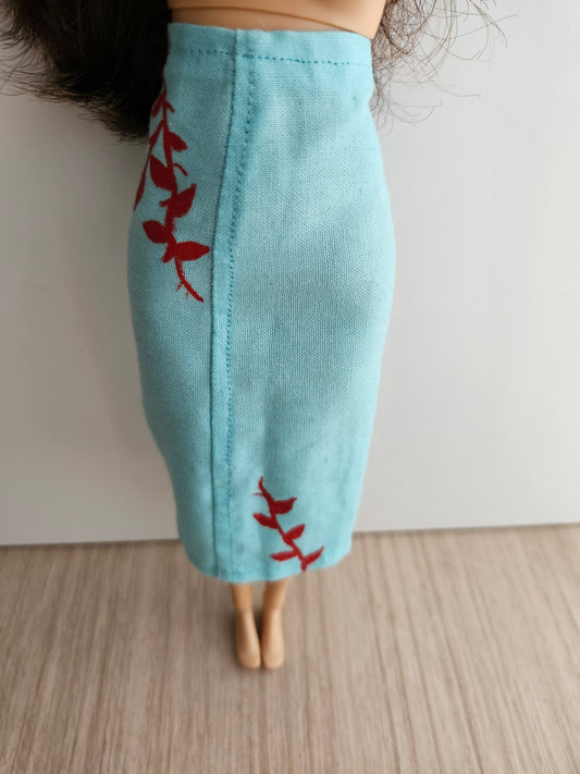 Aqua Pencil Skirt for Dolls