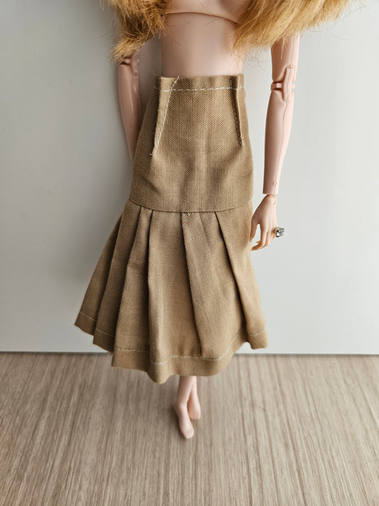 Drop-Waist Pleated Skirt for Dolls