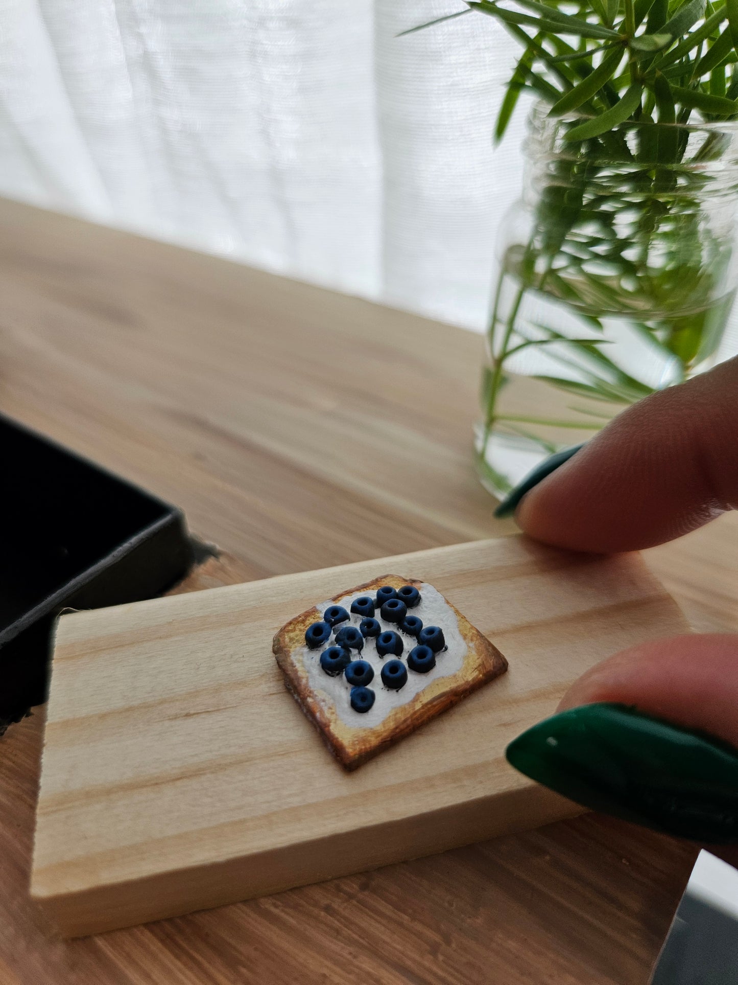 Polymer Clay Miniature Blueberries Toast