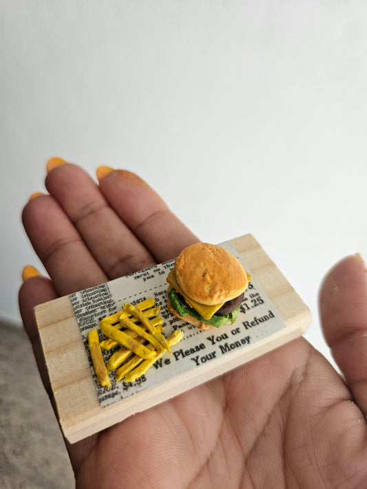 Polymer Clay Miniature Burger and fries