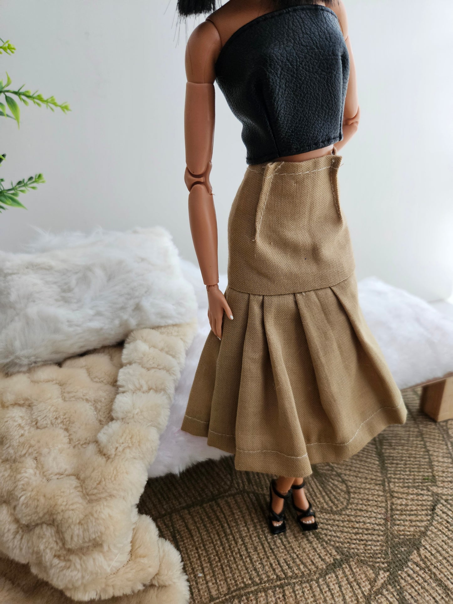 Flowy skirt and black top