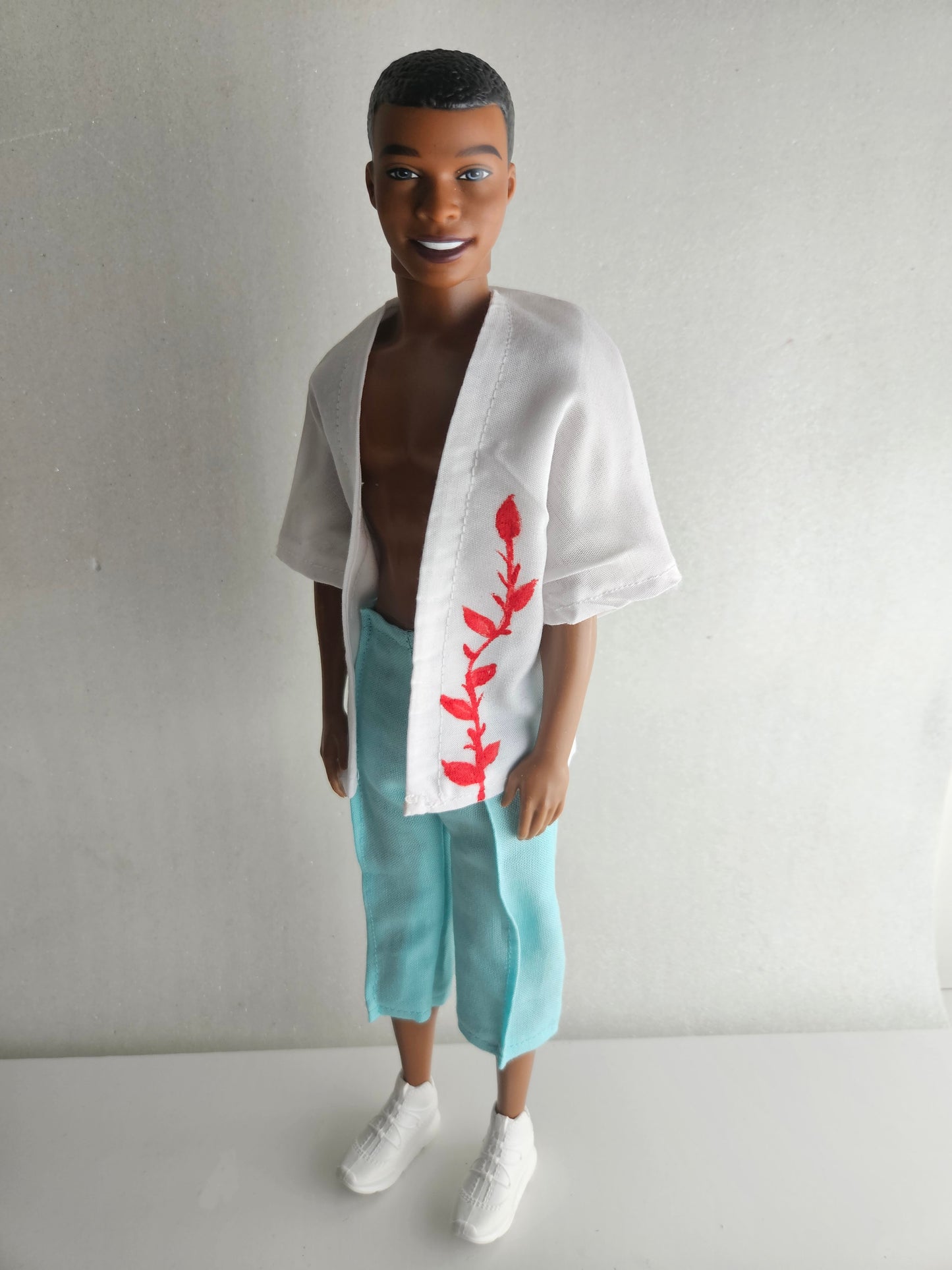 Ken aqua pants and hand painted shirt