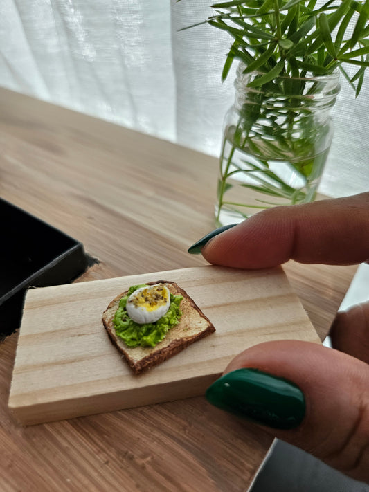 Polymer Clay Miniature Avocado and Eggs Toast