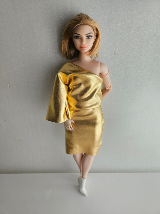 Skirt and one shoulder top for Curvy Doll